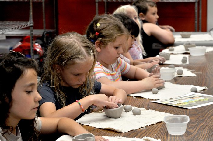 Kids playing with clay at Art Center of the Bluegrass in Danville, Kentucky